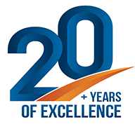 The image displays a graphic with the text ''20 + Years of Excellence'', representing 20 years of outstanding contributions and success.